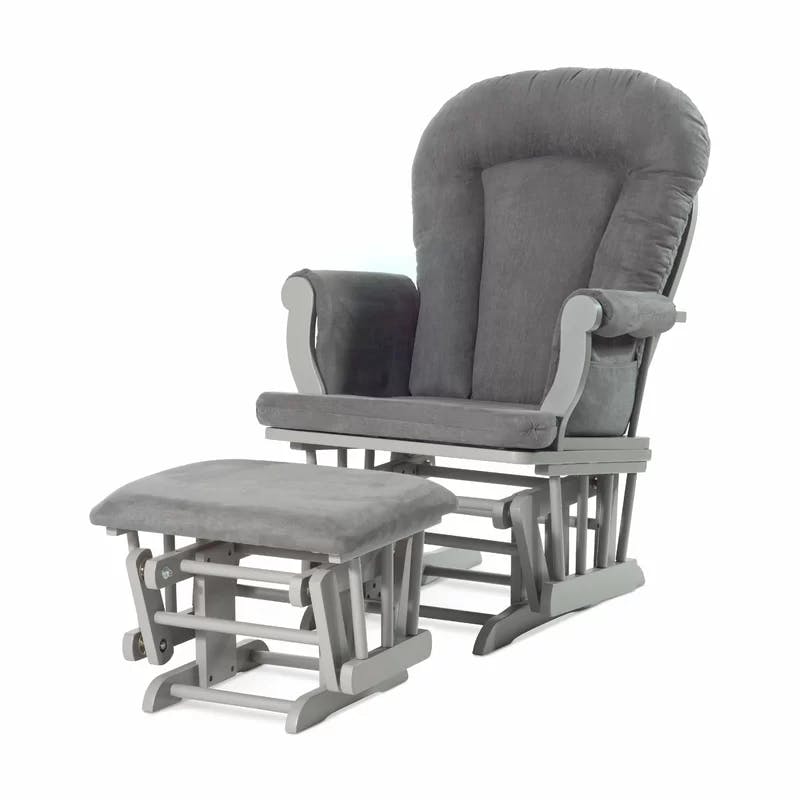 Serene Gliding Rocker and Ottoman in Cool Gray with Dark Gray Cushion