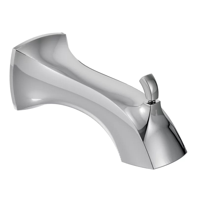 Contemporary Chrome Wall-Mounted Tub Spout with Diverter