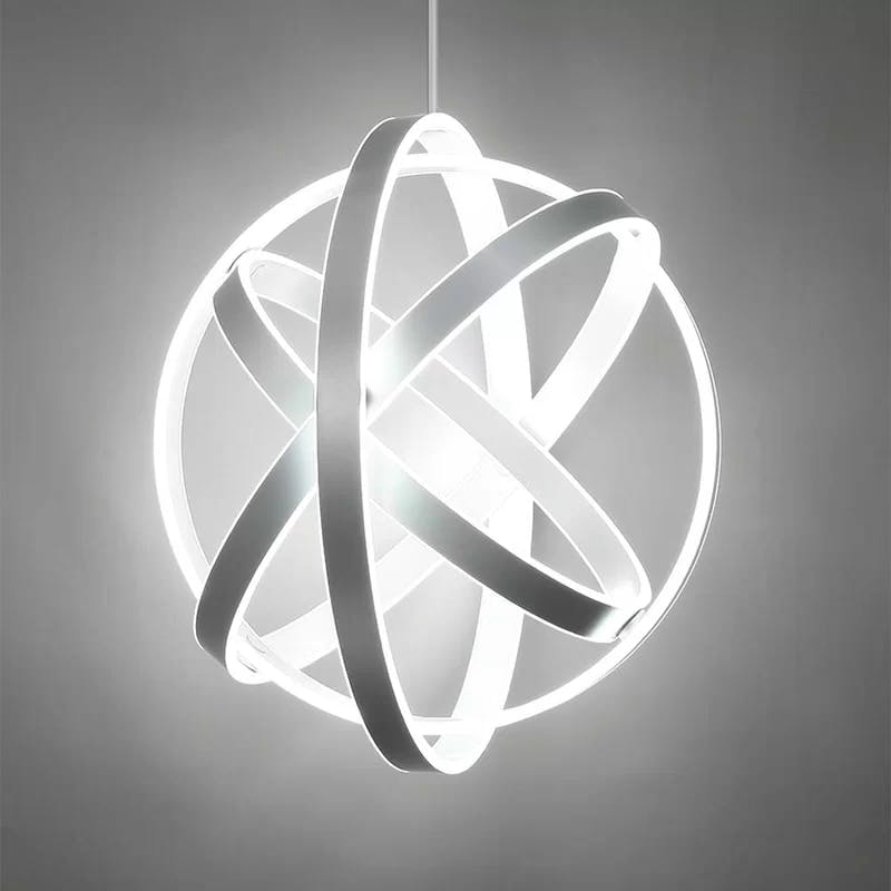 Titanium Black 28" LED Globe Chandelier with White Silica Diffuser