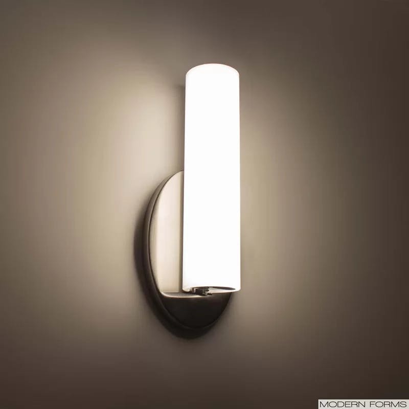 Loft Brushed Nickel Dimmable LED Bath Sconce with Opal Glass