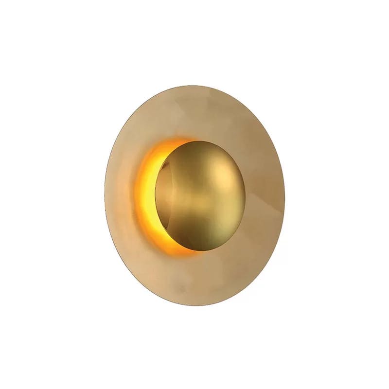 Energizing Gold Leaf LED Wall Sconce with White Diffuser Glass