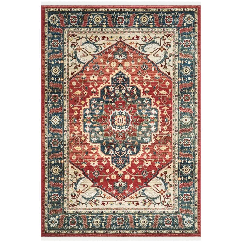 Regal Medallion 8' x 10' Red and Navy Polypropylene Area Rug