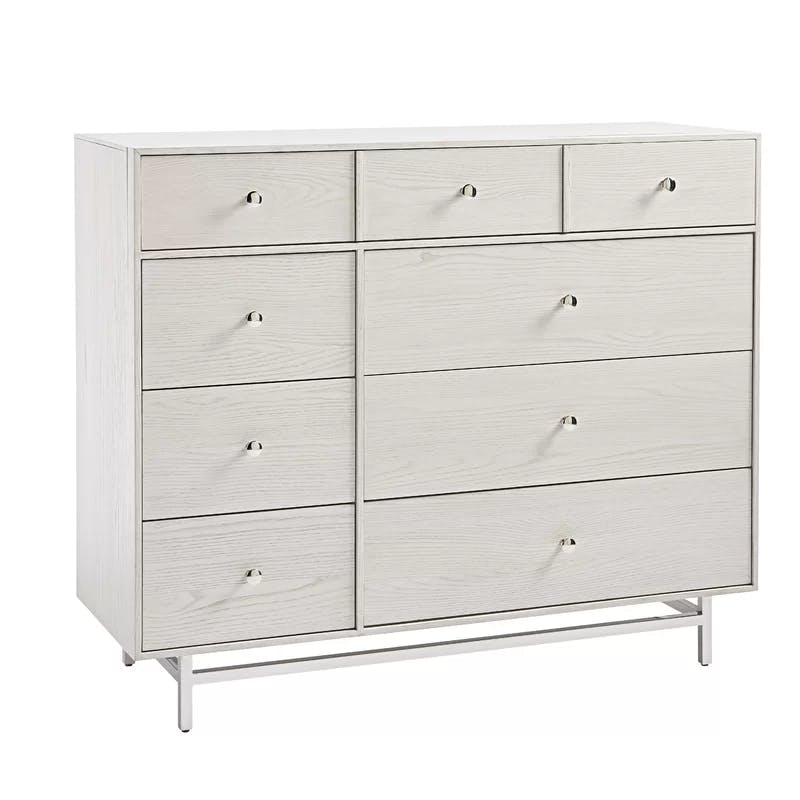 Metropolitan Glam Ivory 7-Drawer Dresser with Stainless Steel Base