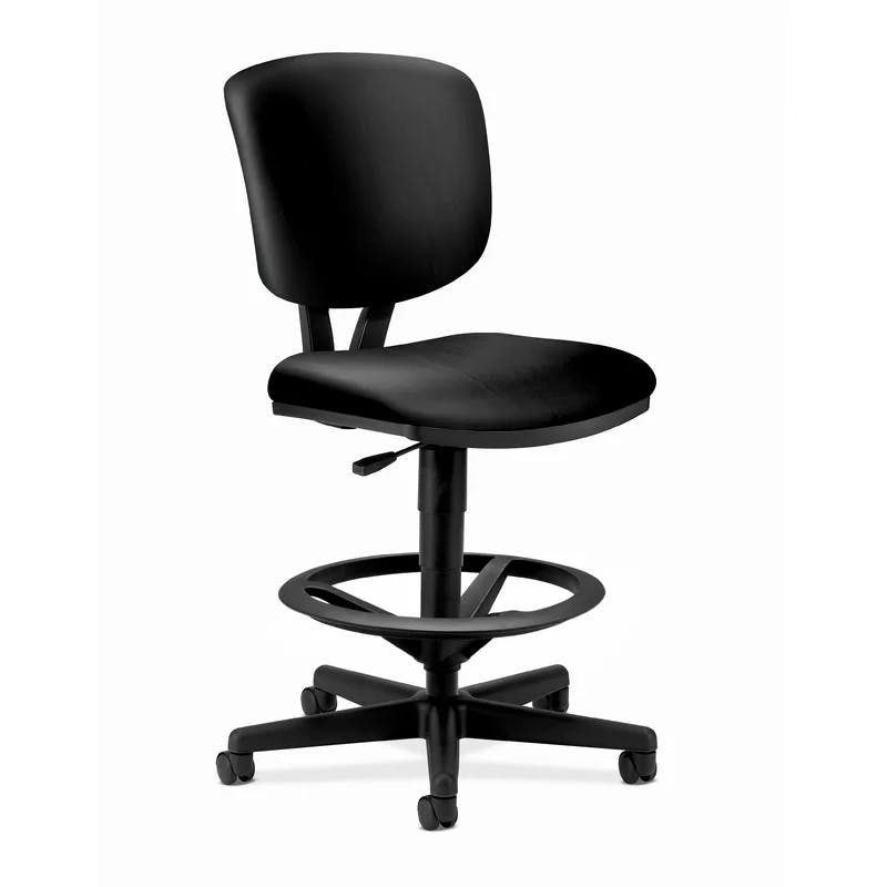 360° Swivel Black Leather Task Chair with Adjustable Arms