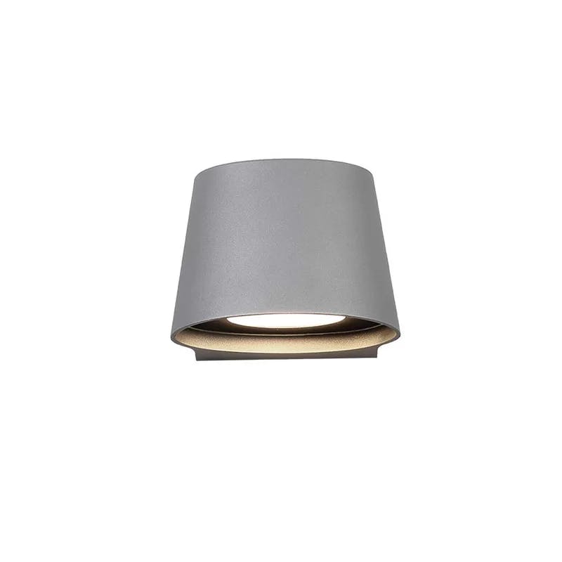 Graphite Gray Sleek LED Outdoor Wall Sconce, Dimmable 12W