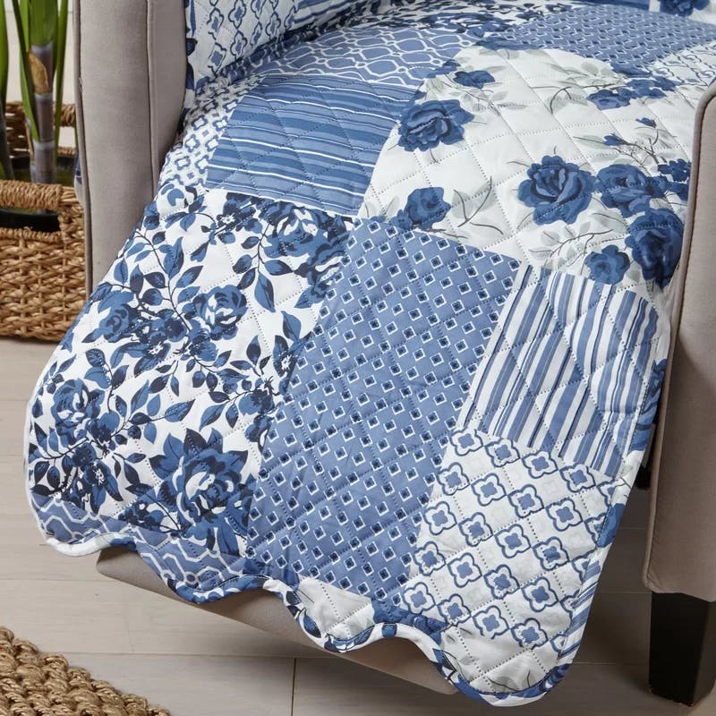 Langdon Luxe Navy Patchwork Quilted Recliner Protector