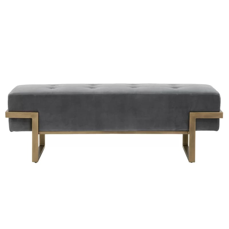 Fiona Dark Gray Velvet 55.5'' Transitional Upholstered Bench
