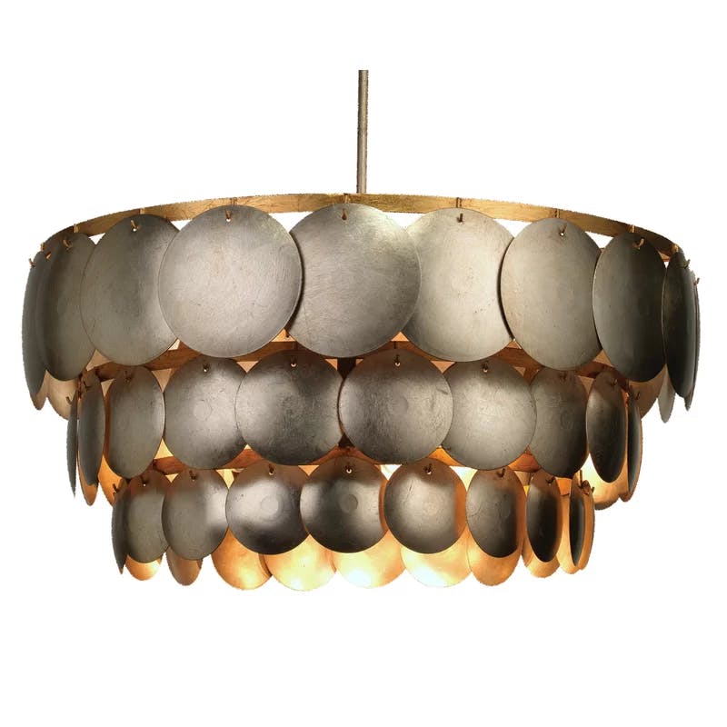 Calypso Champagne Leaf 4-Light Tiered Chandelier with Gold Accents