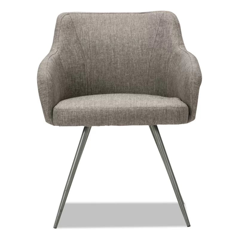 Contemporary Gray Tweed Captain's Chair with Chrome Base