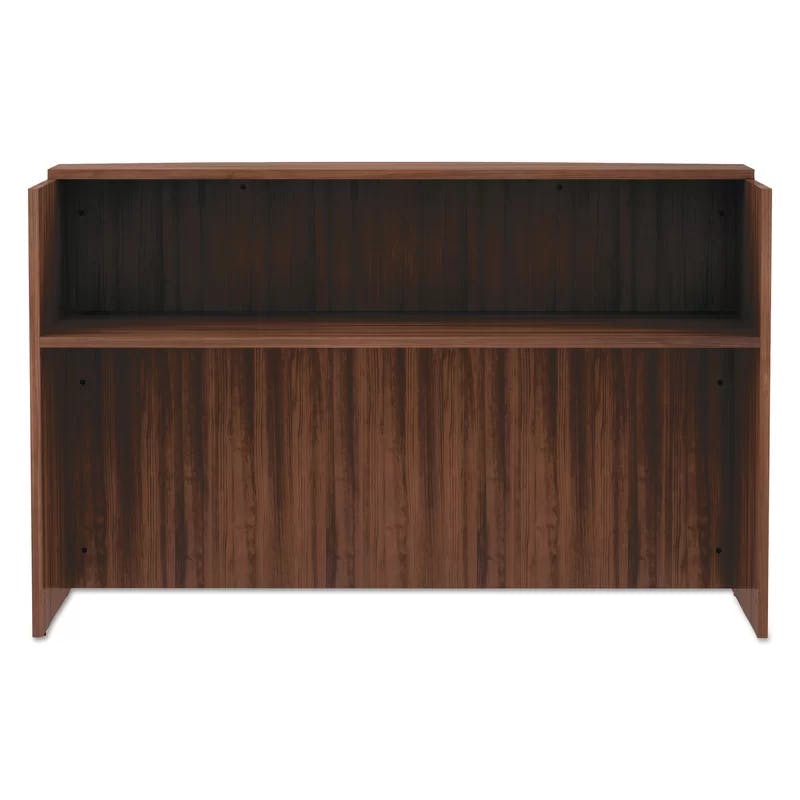 Modern Walnut Valencia 71" Synthetic Laminate Reception Desk with Drawer