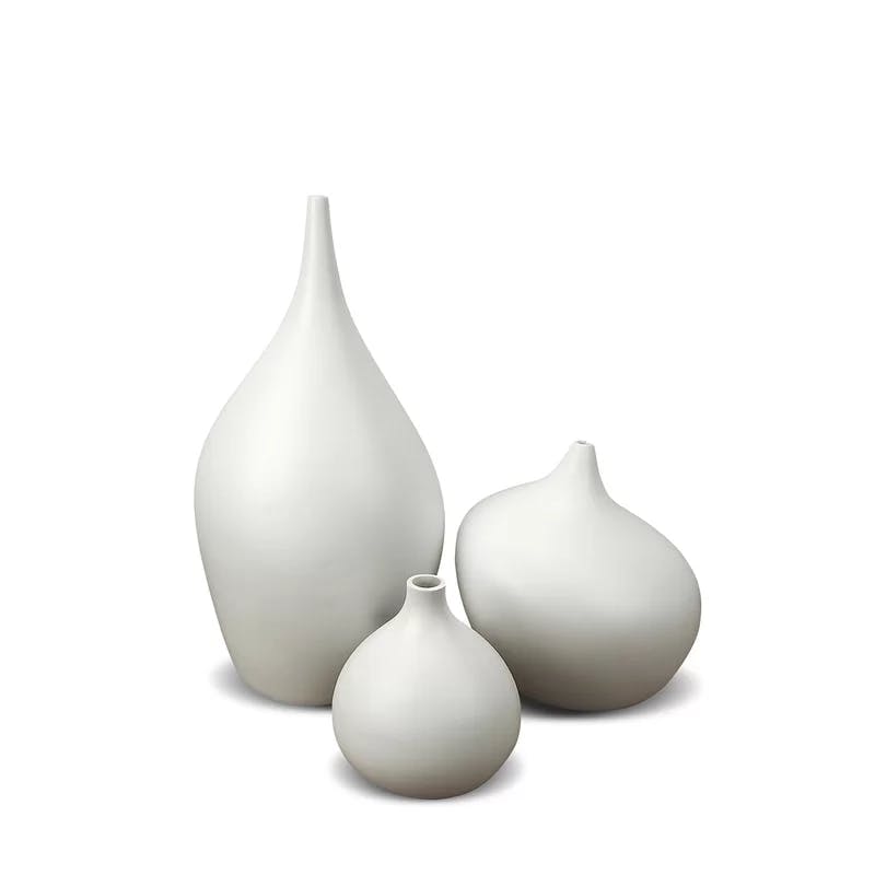 Dame 9" White Matte Ceramic Bouquet Table Vase