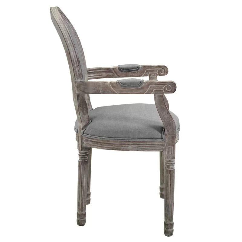 Emanate Fluted Wood Frame Light Gray Upholstered Armchair
