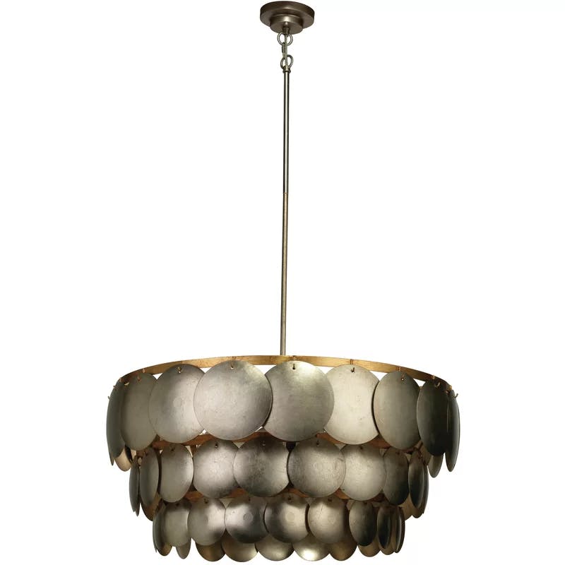 Calypso Champagne Leaf 4-Light Tiered Chandelier with Gold Accents
