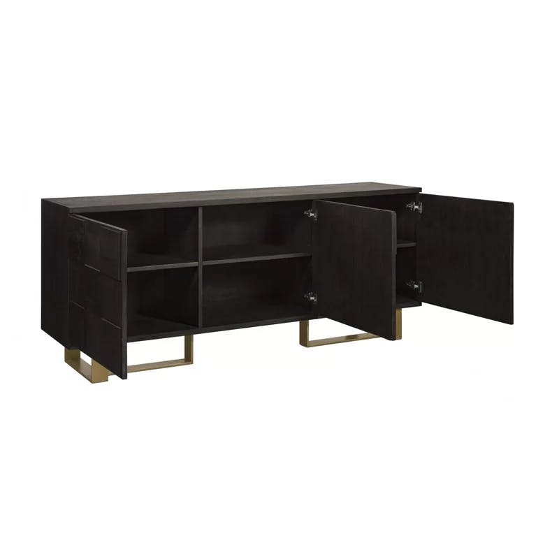 Lars Smoked Acacia Wood 79'' Sideboard with Antique Brass Frame