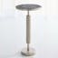 Antique Nickel Hammered Round Martini Table with Grey Marble Top