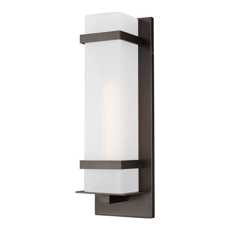 Elegant Antique Bronze Outdoor Sconce with Etched Opal Glass Shade