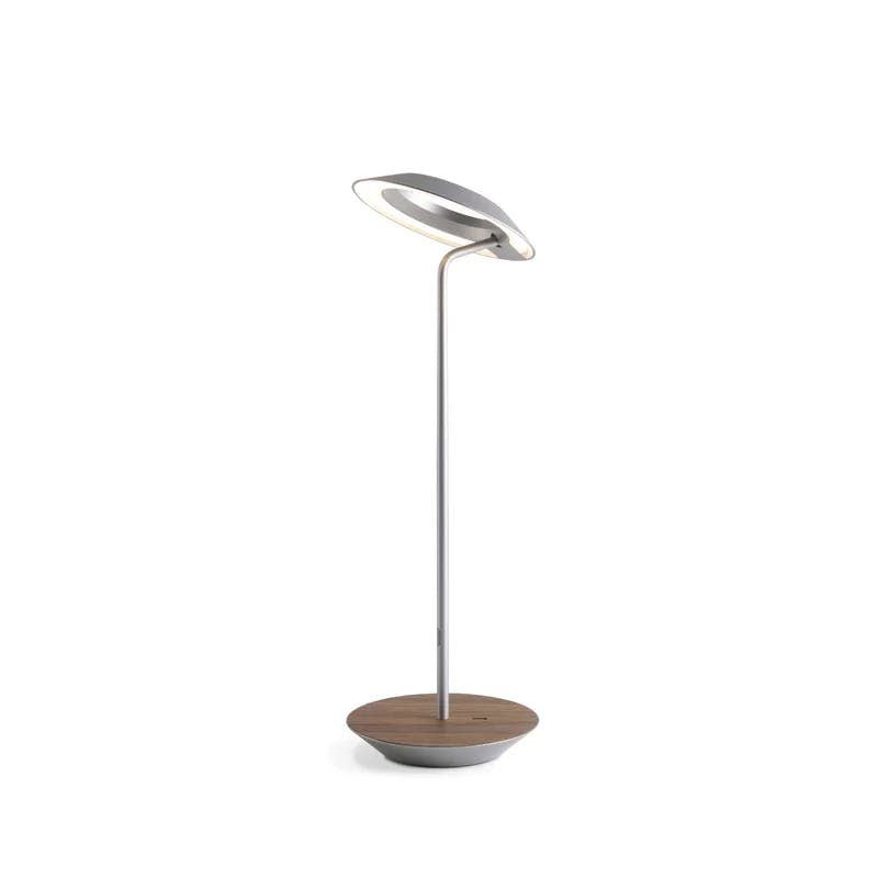 Koncept Royyo Adjustable Silver LED Desk Lamp with Oiled Walnut Base