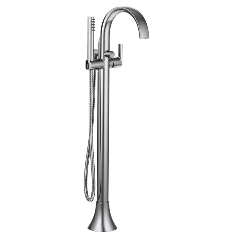 Doux Chrome Single-Handle Freestanding Tub Filler with Handshower