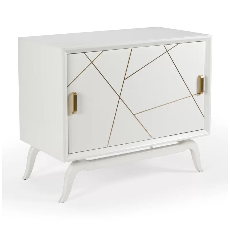 Sinatra White and Yarmouth Blue 42'' Polished Brass Bar Cabinet