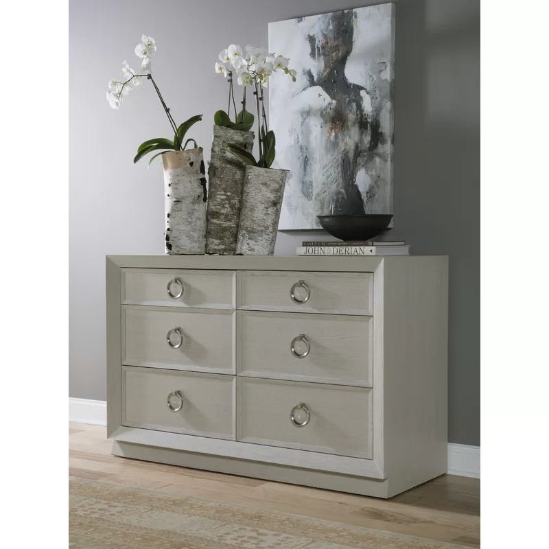 Contemporary Zeitgeist 54" White Oak Double Dresser with Soft Close Drawers