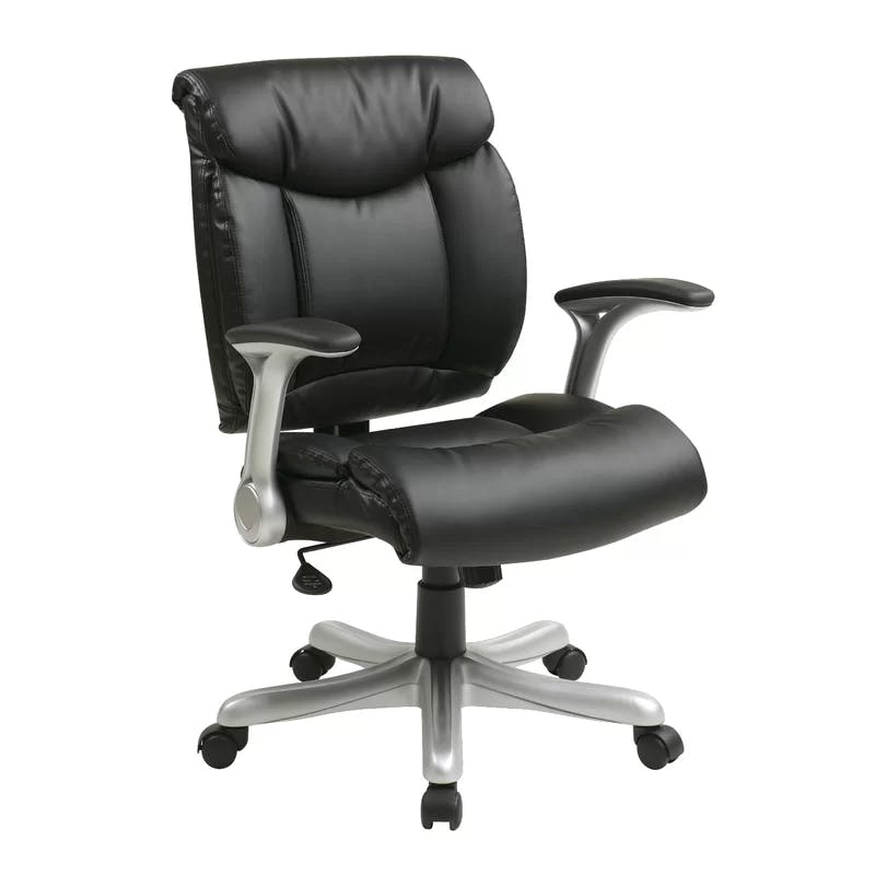 Executive High-Back Ergonomic Leather Swivel Chair with Adjustable Arms