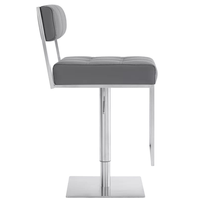 Michele Contemporary Gray Faux Leather Adjustable Swivel Stool