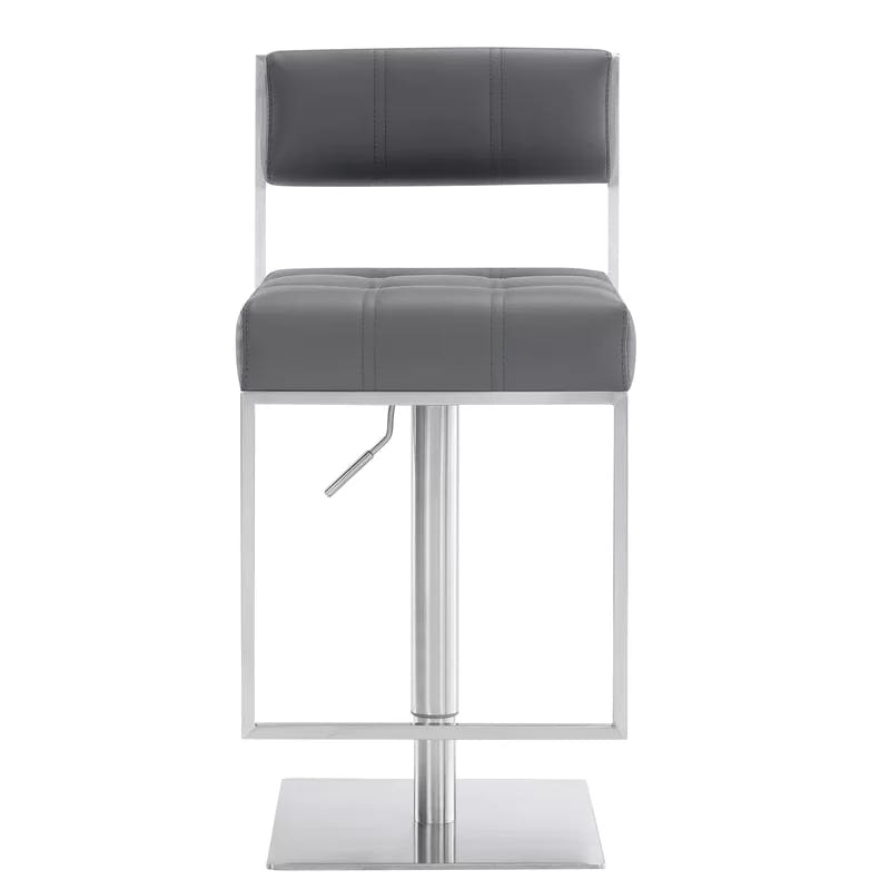 Michele Contemporary Gray Faux Leather Adjustable Swivel Stool
