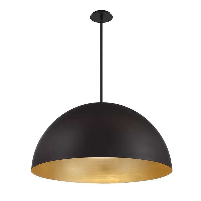 Yolo 26" Black Gold Leaf Dimmable LED Pendant with Opal Glass