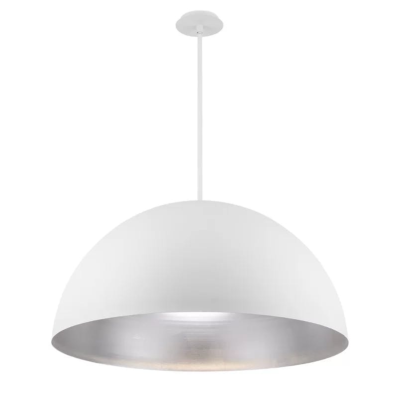 Elegant Silver Leaf LED Bowl Pendant with Opal Glass