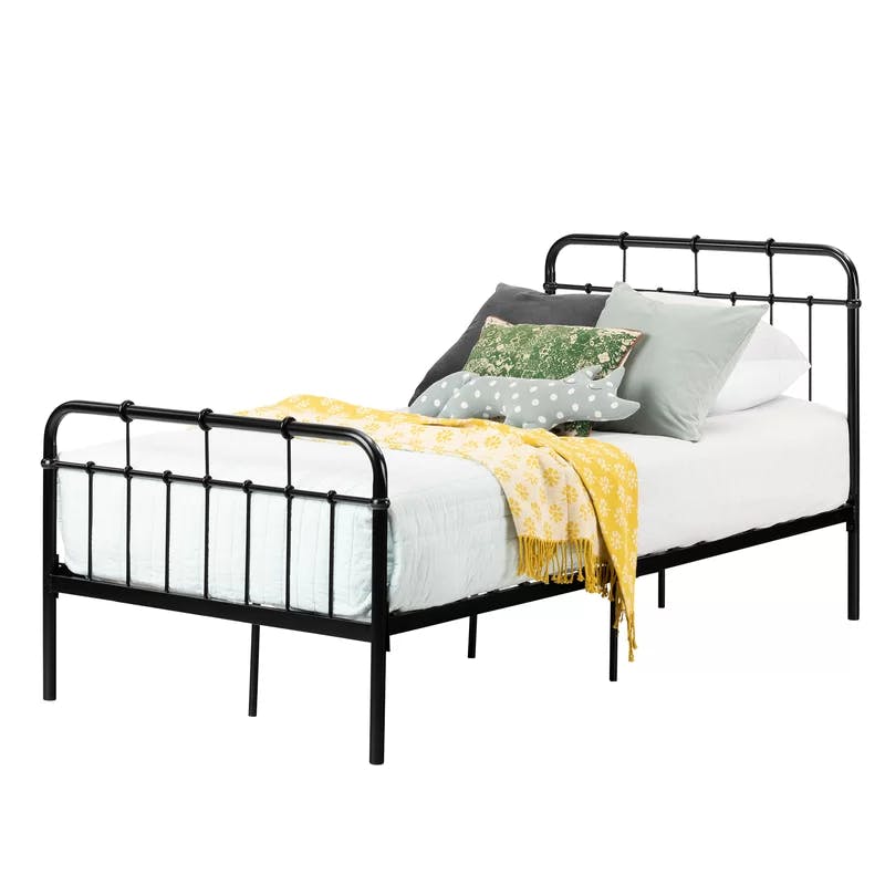 Cotton Candy Black Metal Twin Platform Bed with Headboard
