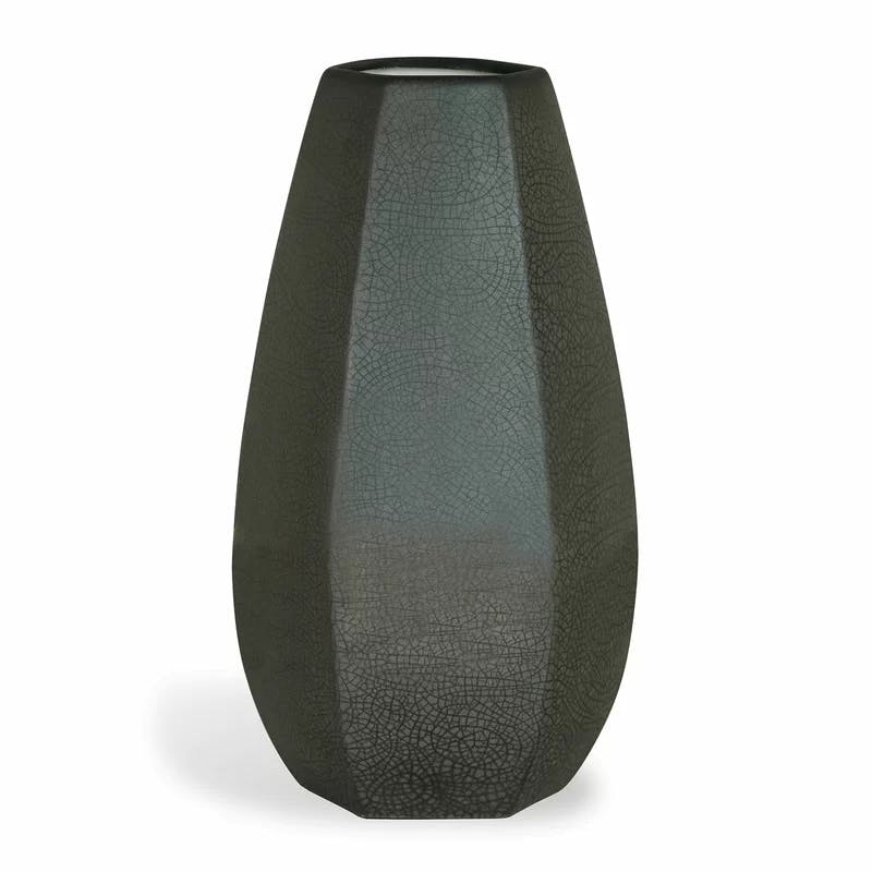 Deco Charcoal Grey Crackled Porcelain Bud Table Vase