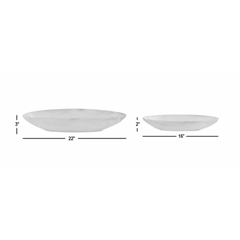 CosmoLiving Minimalist White Porcelain Oval Planter Set, 24"x10"