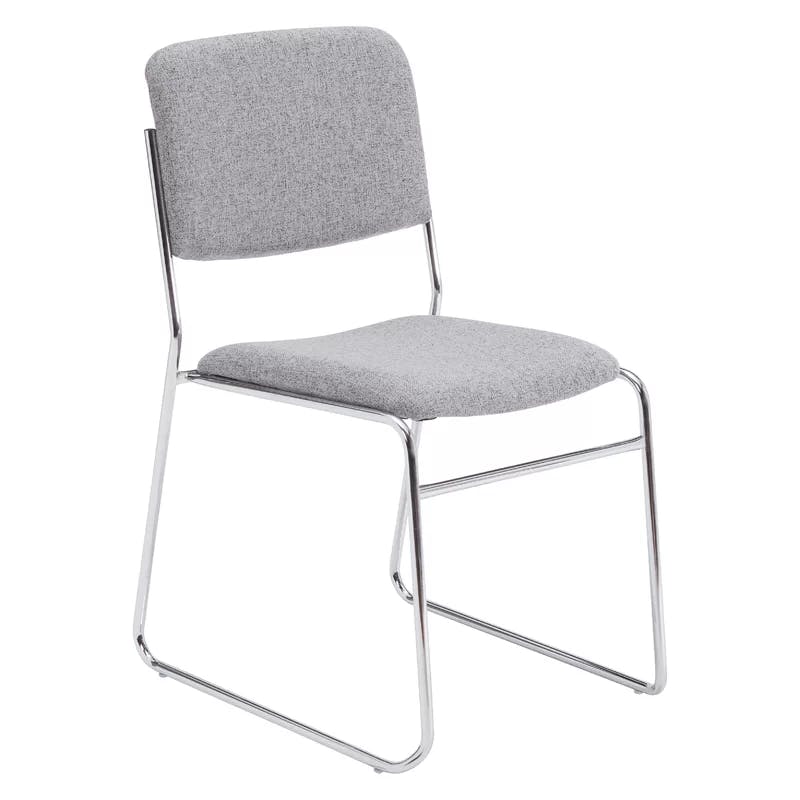 Classic Grey Fabric Padded Metal Stackable Chair