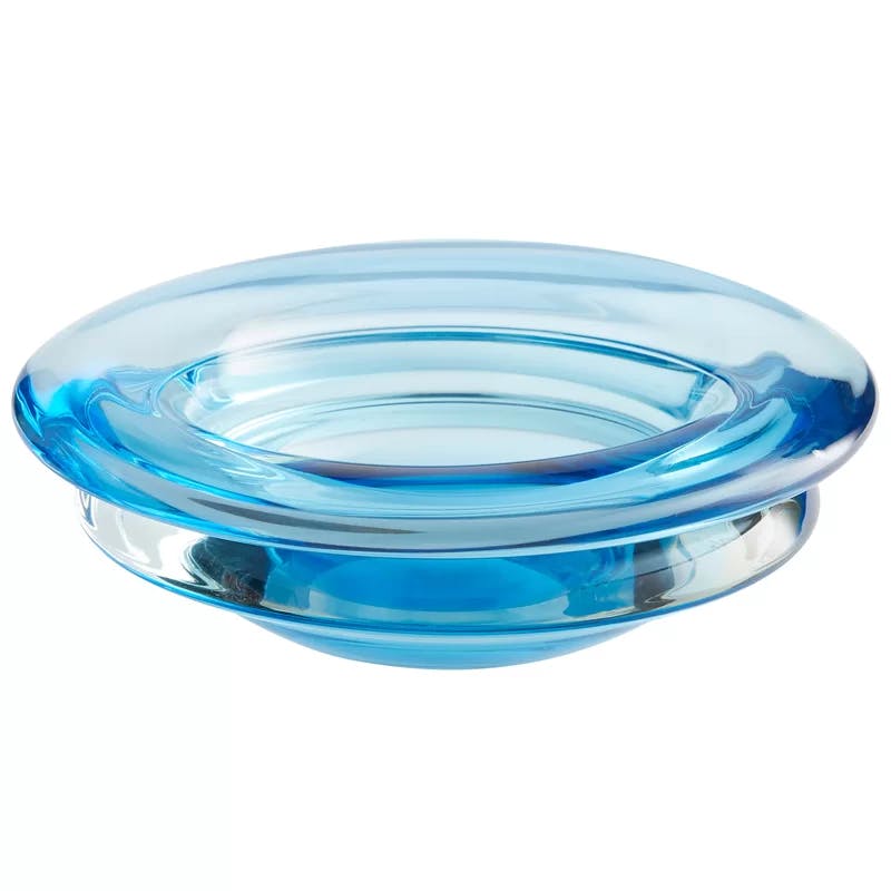Modern Azure Handcrafted Glass Decorative Bowl