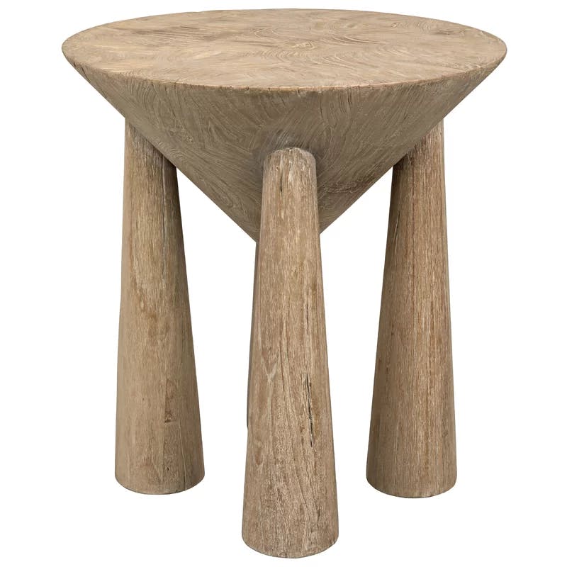 Kongo 22" Round Distressed Mindi Wood End Table