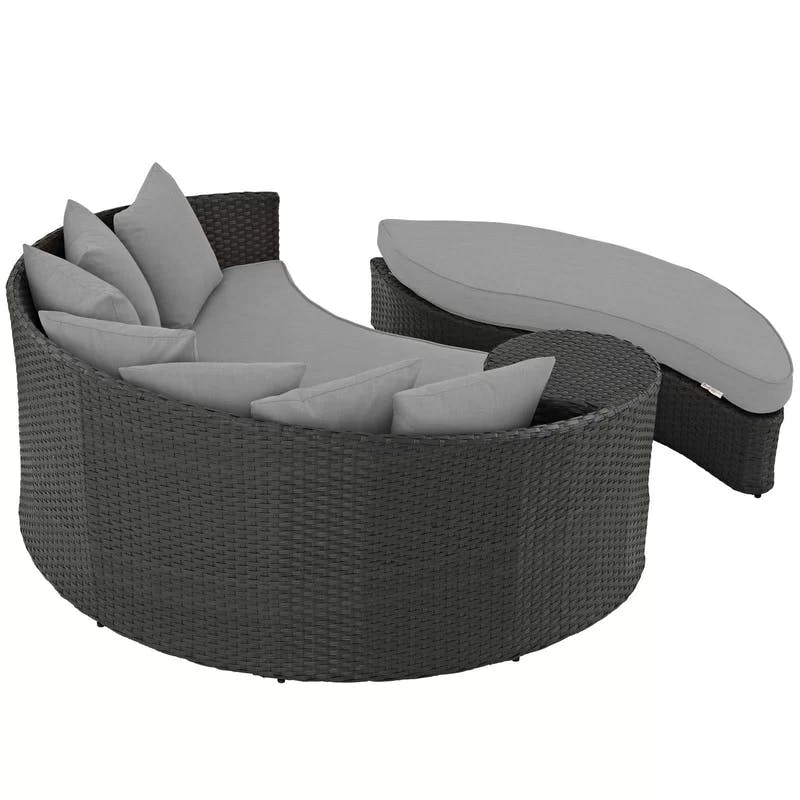 Sojourn Contemporary Gray Rattan Outdoor Patio Daybed