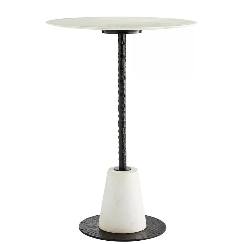 Contemporary Celeste 42.5" Round Marble & Wood Bar Table