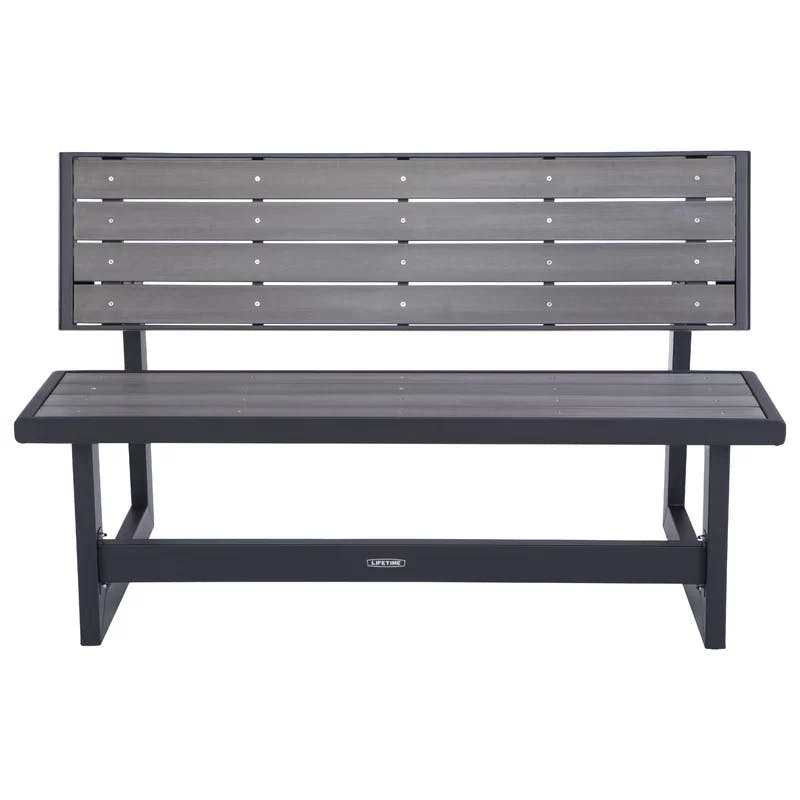Harbor Gray Convertible Outdoor Bench-Table in Steel