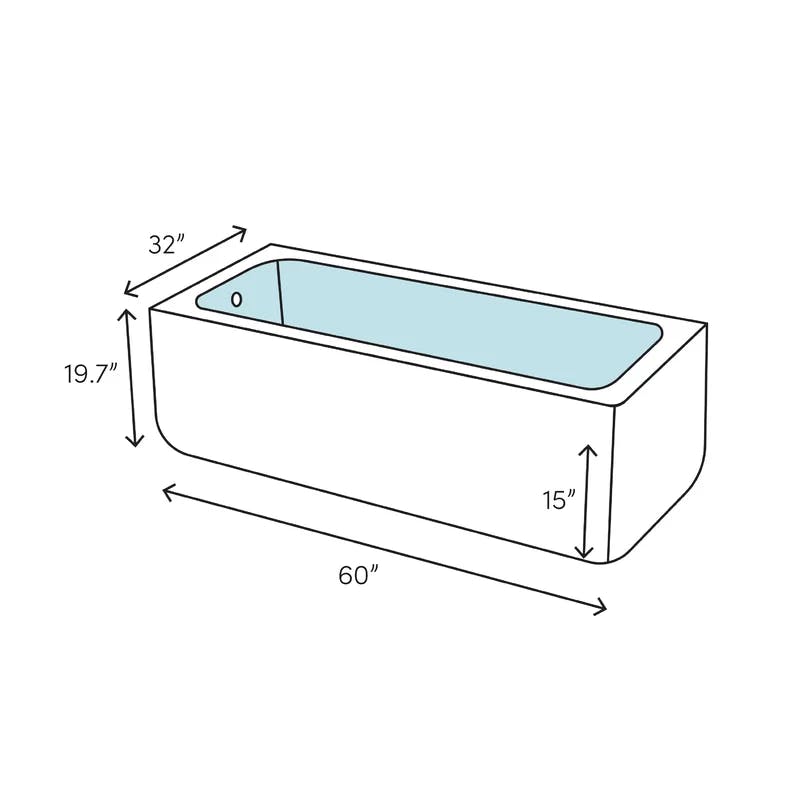 Archer 60" White Acrylic Alcove Soaking Tub with Lumbar Support