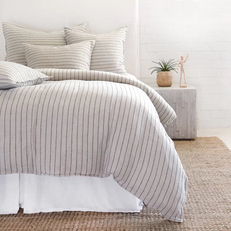 Blake King-Sized Linen Duvet Cover in Flax and Midnight