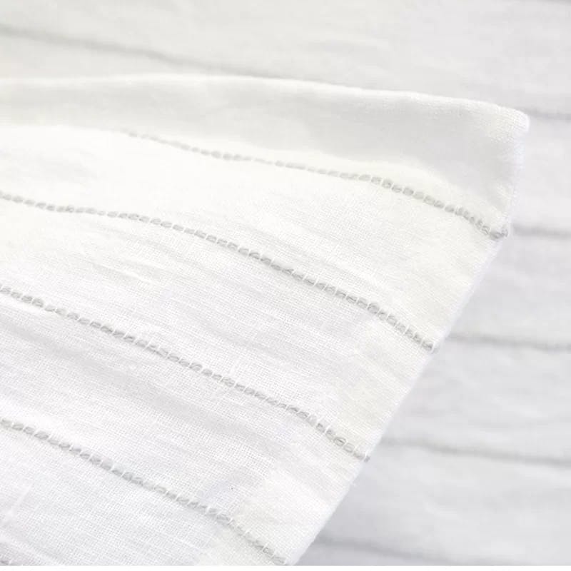 Blake Ocean Stripe Hand-Loomed Cotton Queen Duvet Cover - White and Ocean