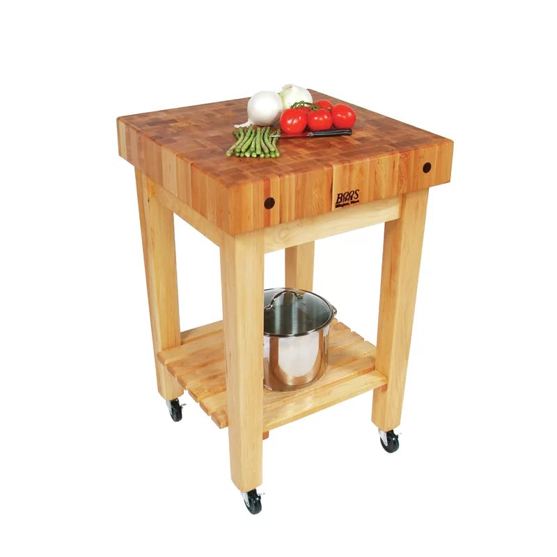Maplewood 24"x36" Butcher Block Prep Table with Casters