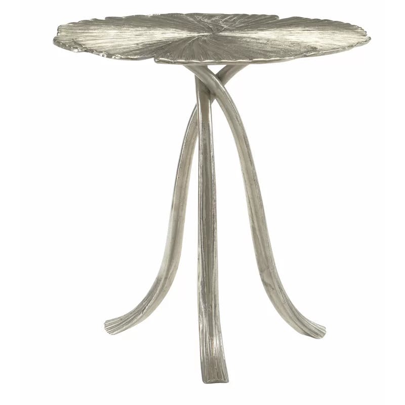 Modern Gingko Leaf Design Gold Metal Round End Table