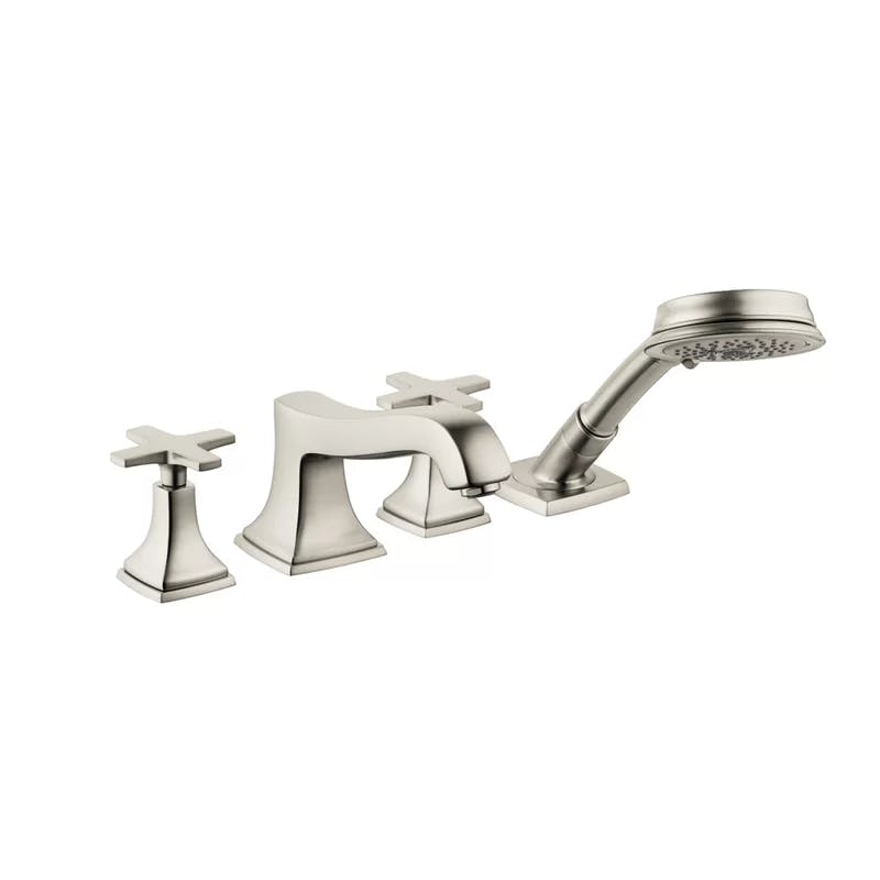 Modern Deck Mounted Polished Nickel Widespread Faucet