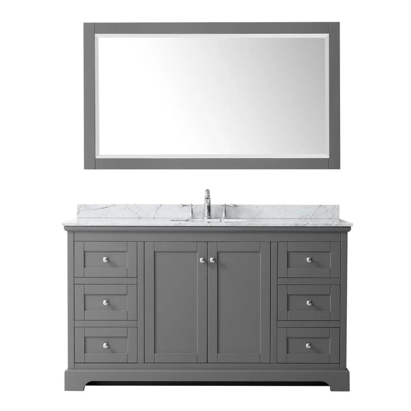 Avery 60'' Dark Blue Single Bathroom Vanity with White Carrara Marble Top