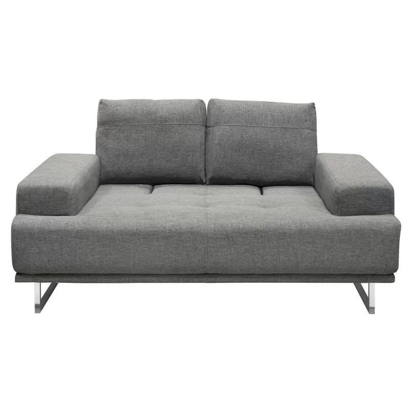Space Grey Fabric Pine Wood 69'' Recessed Arm Loveseat