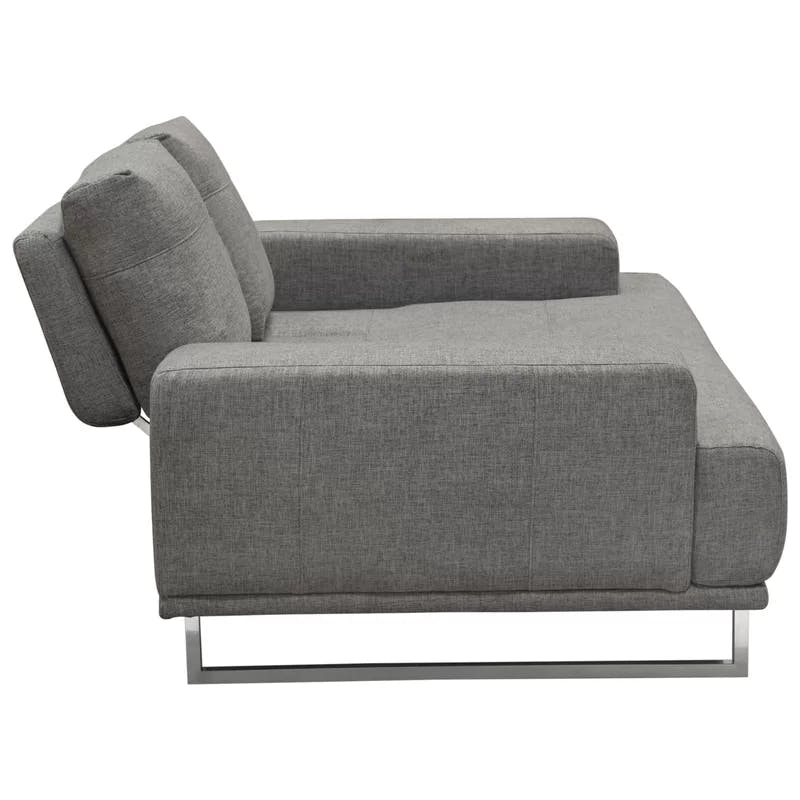 Space Grey Fabric Pine Wood 69'' Recessed Arm Loveseat