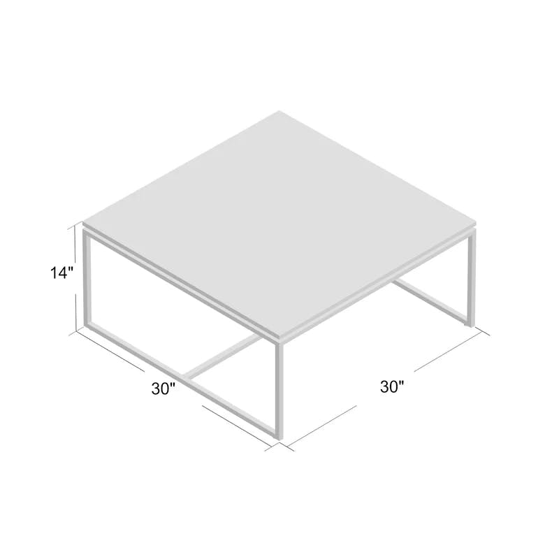 Tobias Minimalist Walnut Wood Square Coffee Table with Steel Base