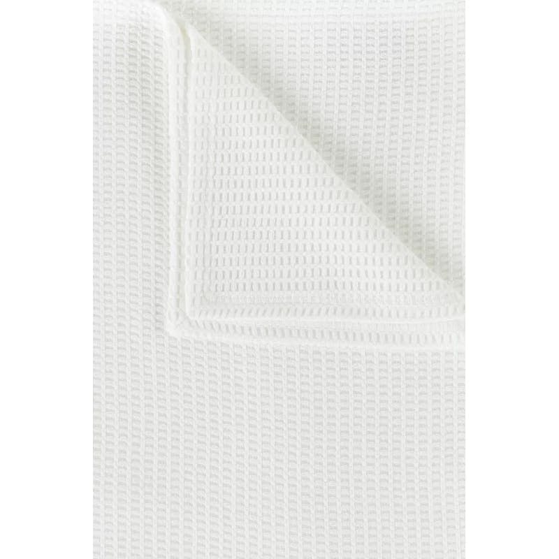 King Size White Cotton Waffle Weave Lightweight Throw Blanket