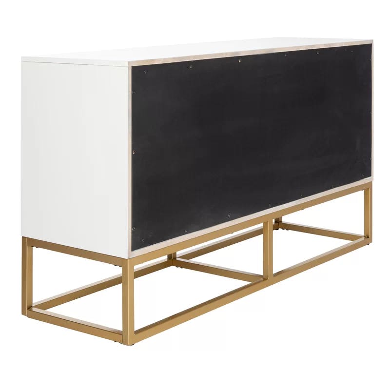 Estelle Transitional White 6-Drawer Dresser with Brass Accents